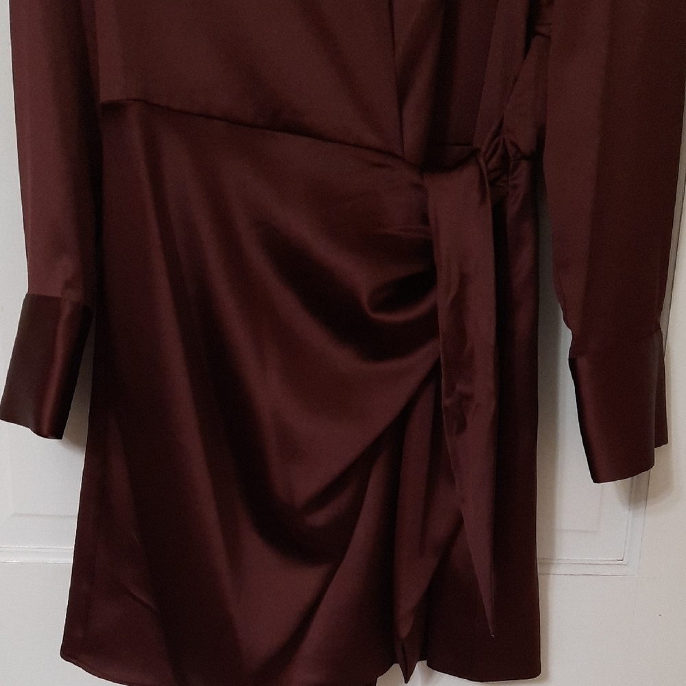Gianni Bini Rich Burgundy/brown Long Sleeve Dress - Picture 7 of 13